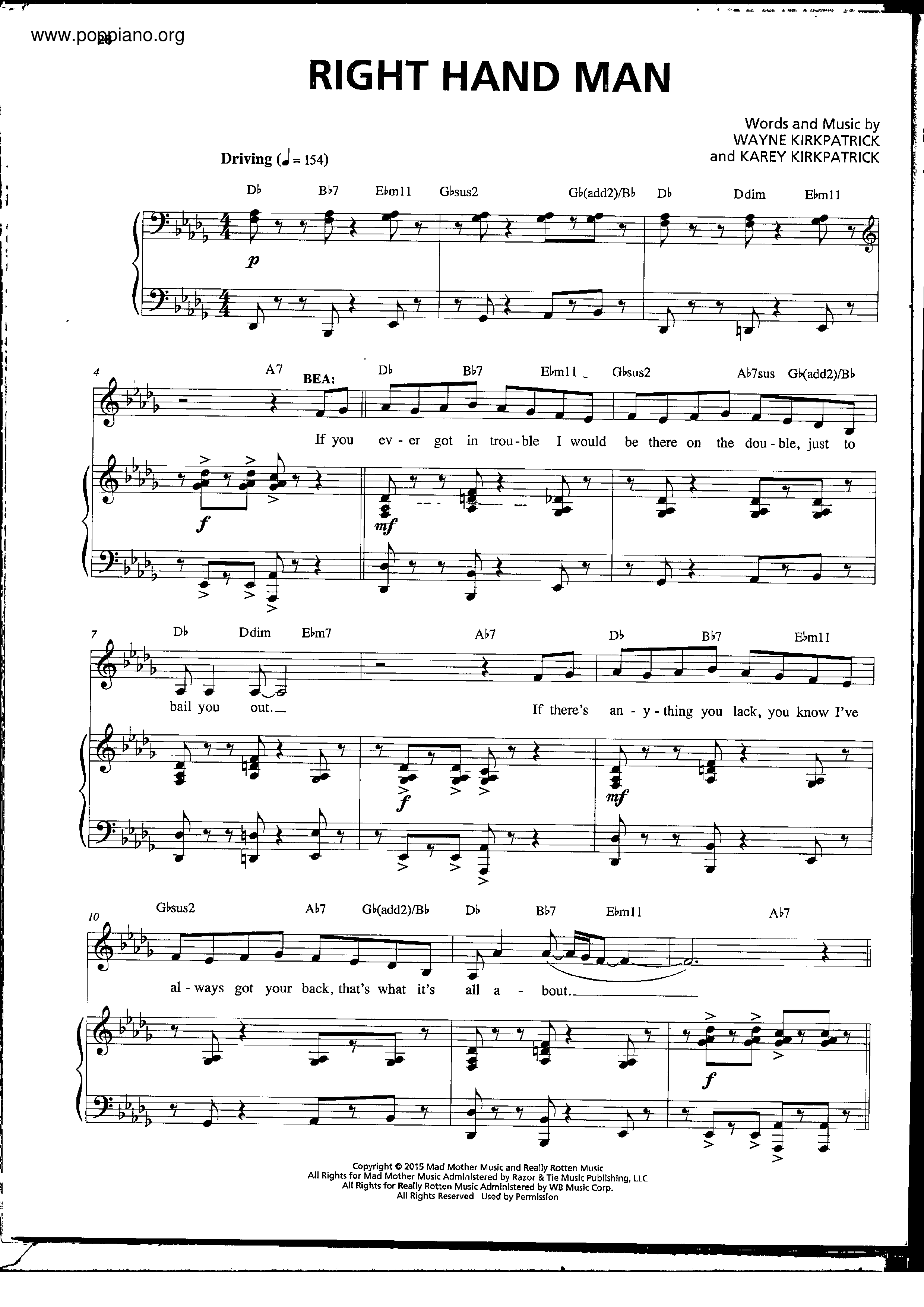 Something Rotten-Right Hand Man Sheet Music pdf, - Free Score Download ★