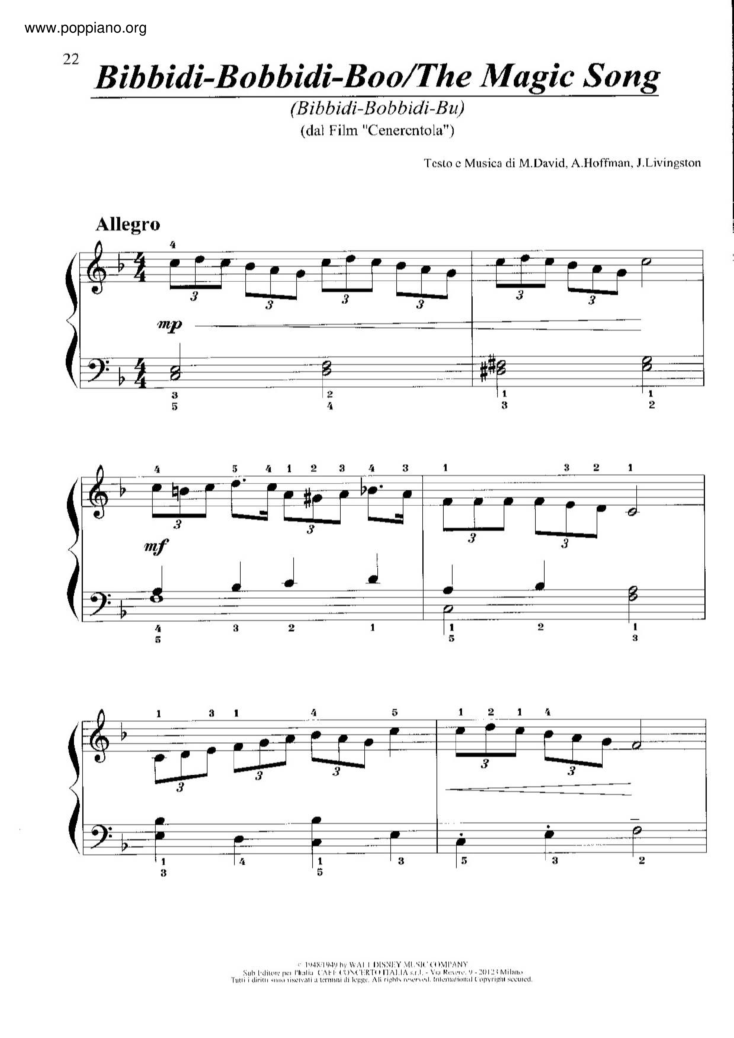 Cinderella - The Magic Song琴譜