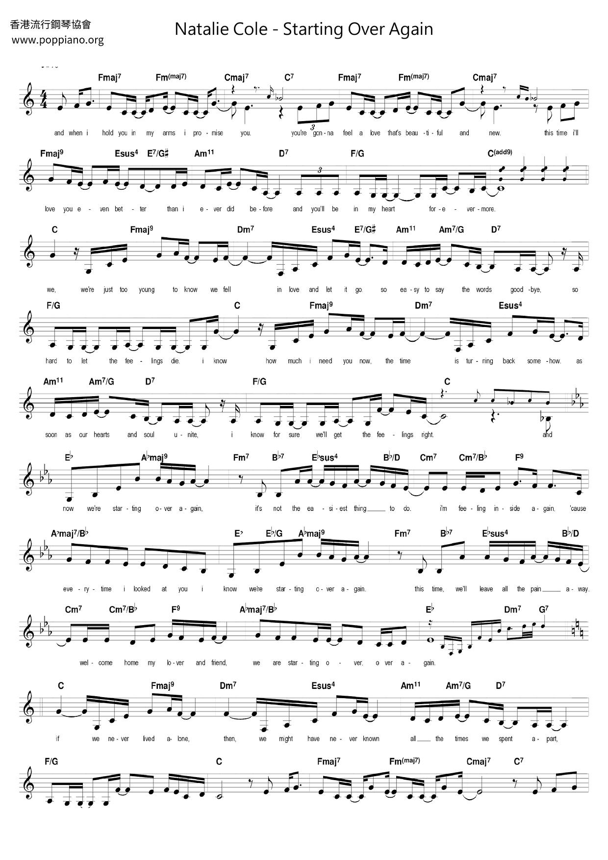 natalie-cole-starting-over-again-sheet-music-pdf-free-score-download