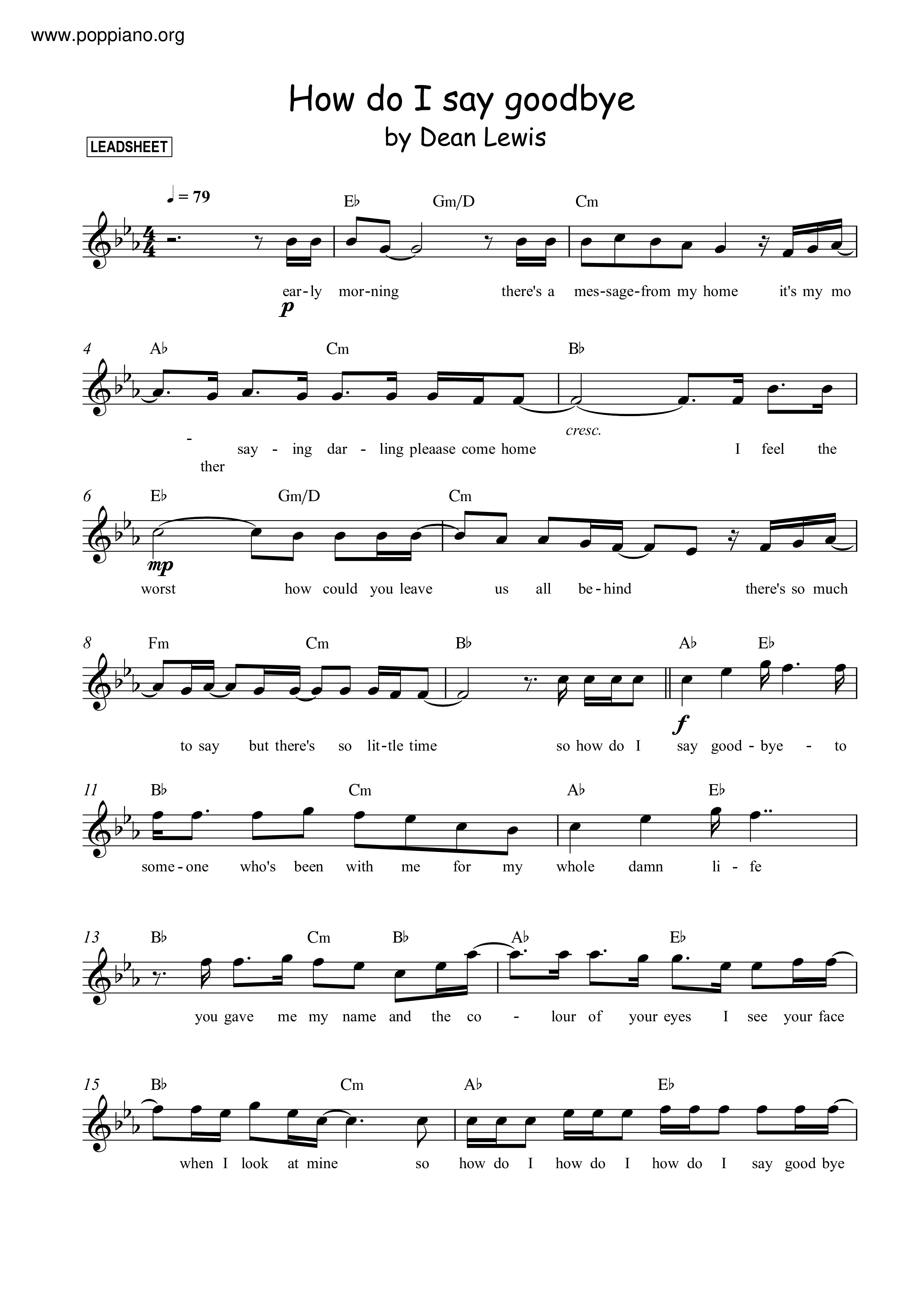 Dean Lewis How Do I Say Goodbye Sheet Music Pdf Free Score Download 