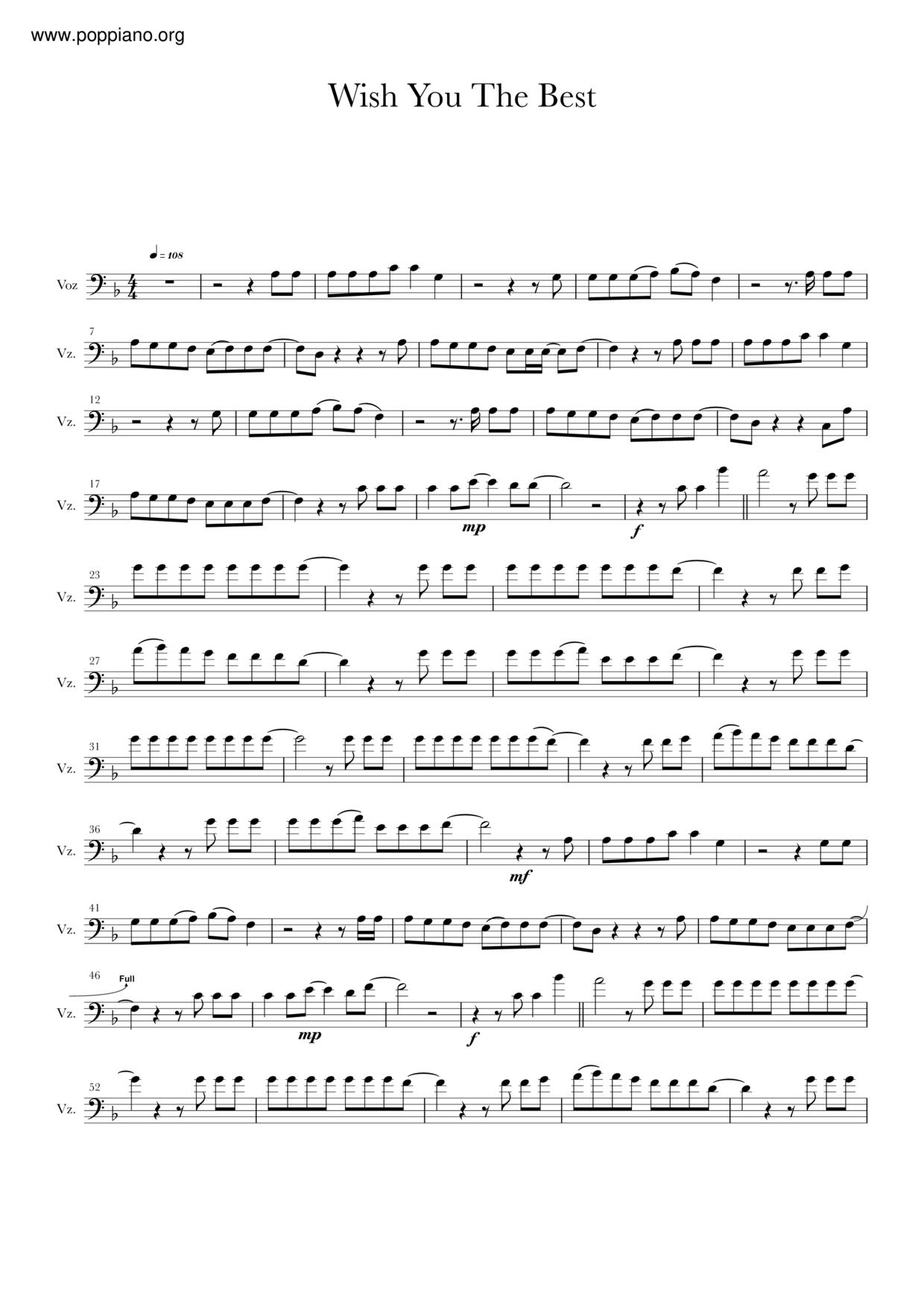 Wish You The Best Sheet Music Piano Score Free PDF Download HK